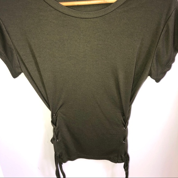 Charlotte Russe Hunter Army Green Lace Up Crop Top - Picture 9 of 11